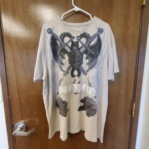 Imperious Delf Trading Co. Y2K Grey "Forbidden" Skulls Tshirt Size 4XL